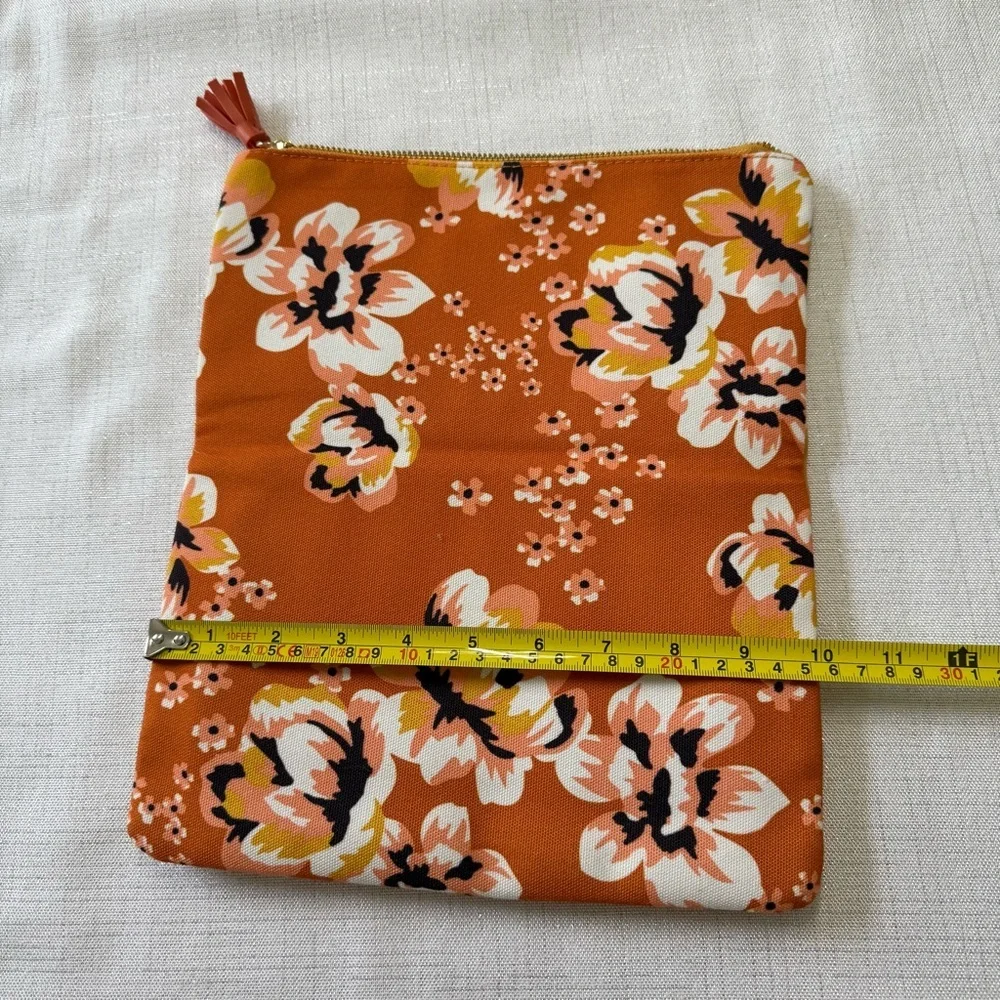 Rachel Pally Floral Zip Clutch Orange Canvas Tassel Travel Casual